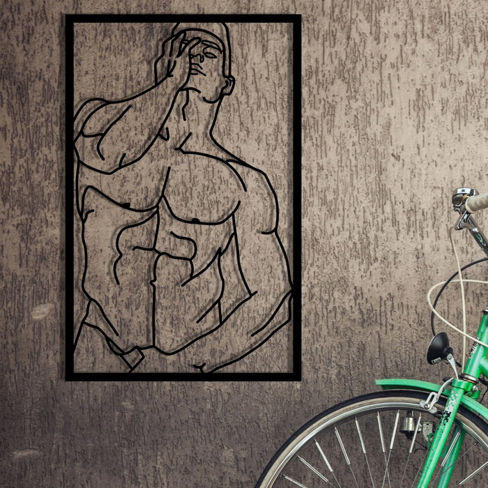 Wallity Muscle Male Posture Escultura de Pared en Negro